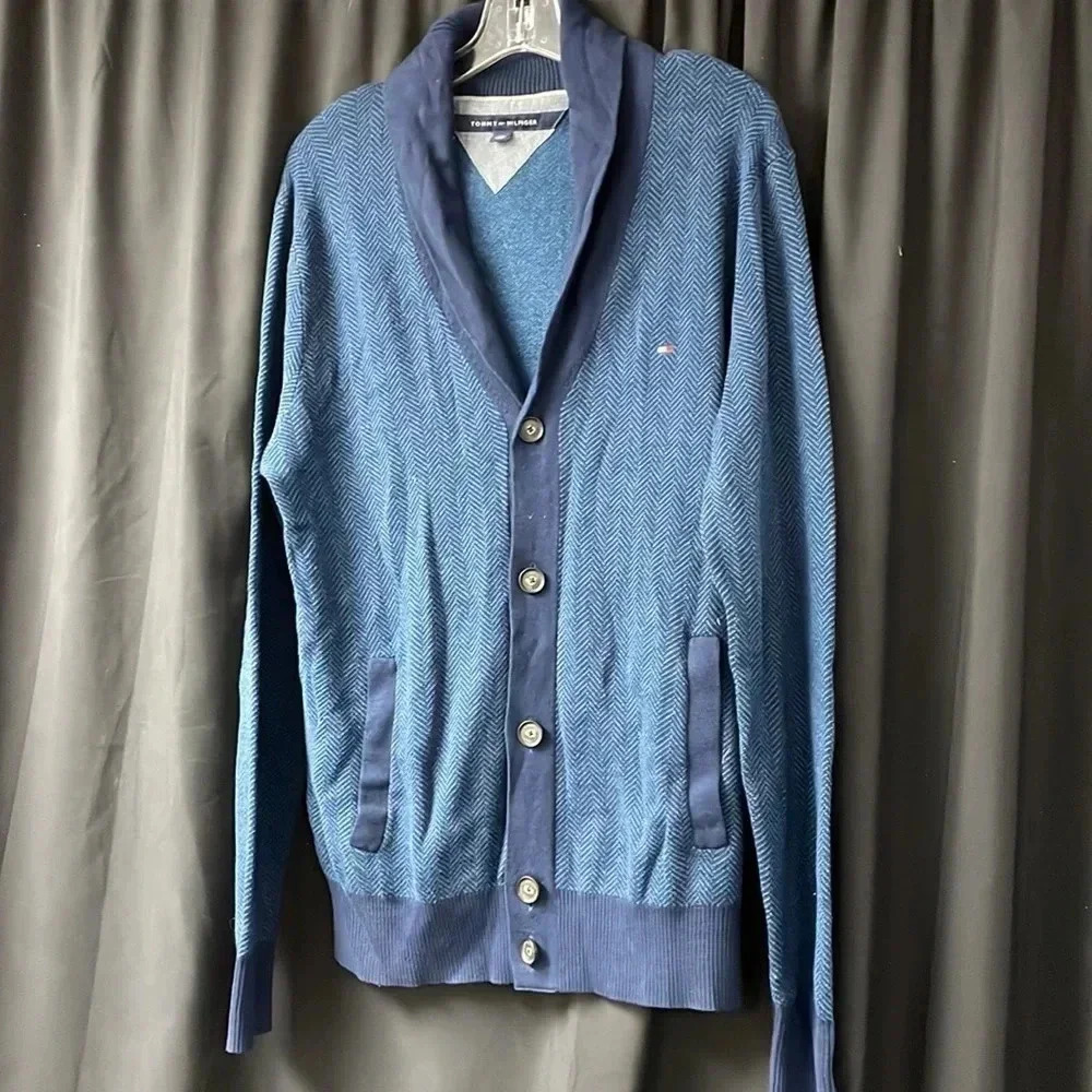 Blue Tommy Hilfiger Cardigan Sweater L